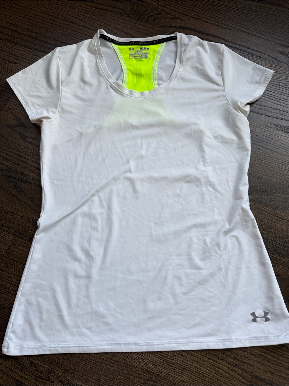 Under Armour Women’s White Short Sleeve Performance Tee with Neon Accent